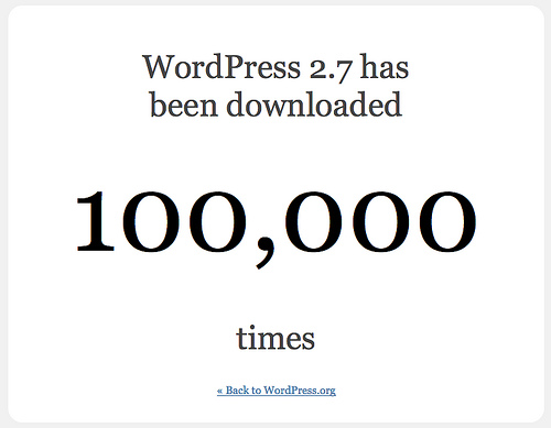 wordpress2.7下载了100,000 在 20小时里